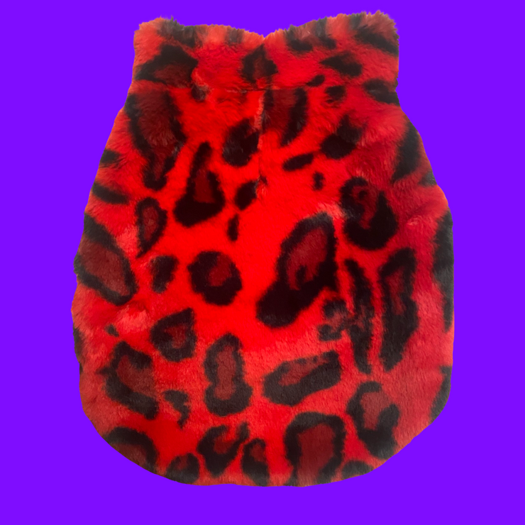 Red Leopard Faux Fur Pet Jacket