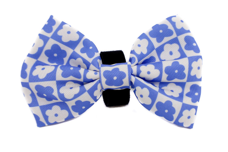 Blue Checkered Daisies Bow Tie
