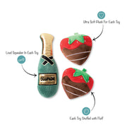 Fringe Studio Champagne Strawberry 3-piece Small Dog Toy Set