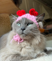 Be My Valentine Heart Knitted Cat Hat