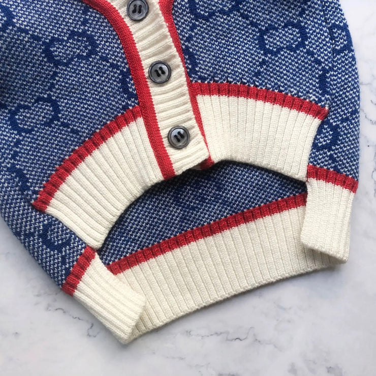 Preppy Pup Cardigan Sweater - Blue