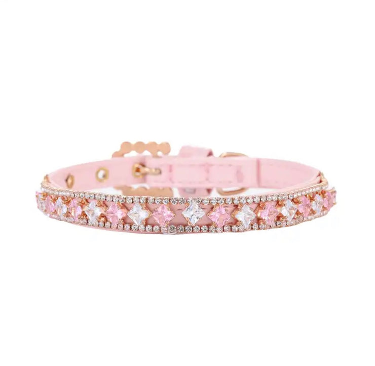 Pink & White Rhinestone Diamanté Collar