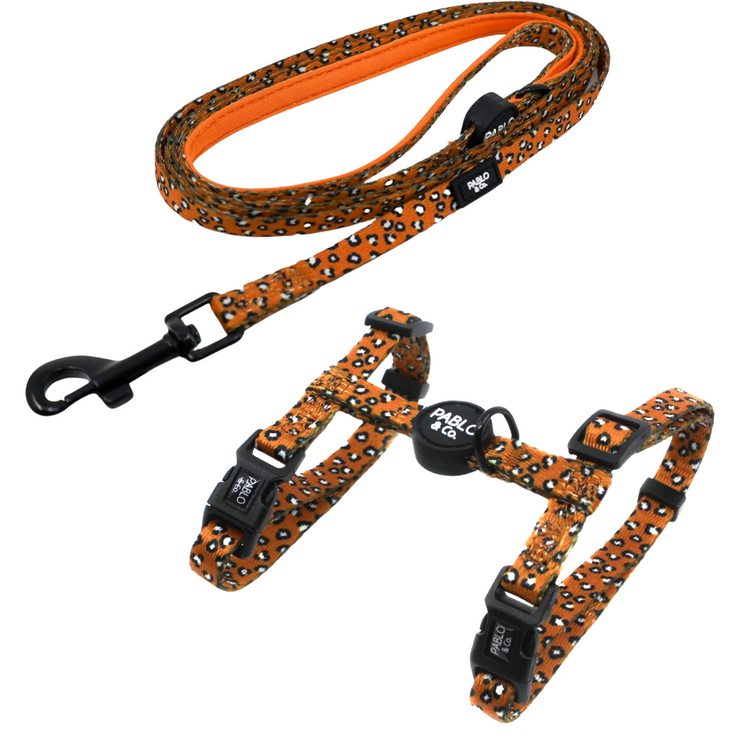 Brown Leopard Cat Harness + Leash Set