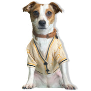 Preppy Pup Cardigan Sweater - Beige/Yellow