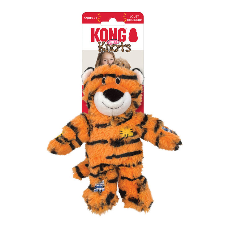 KONG Wild Knots Tiger Tug & Snuggle Plush Dog Toy