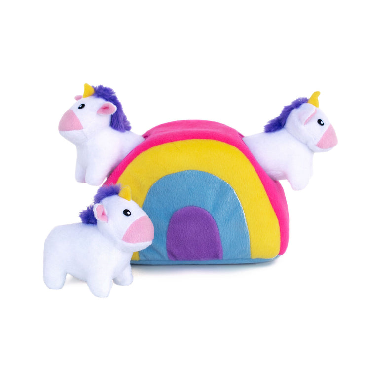 Burrow Squeaker Dog Toy - Unicorns in Rainbow