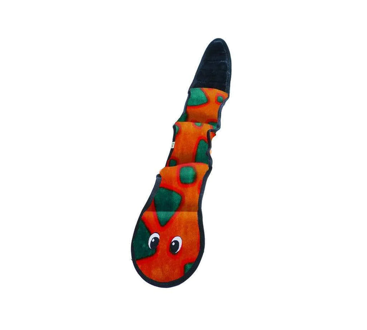 Invincibles Tough Toy Snake (3 Squeakers) - Orange/Blue