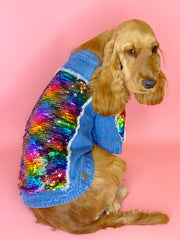Rainbow Sequined Denim Jacket