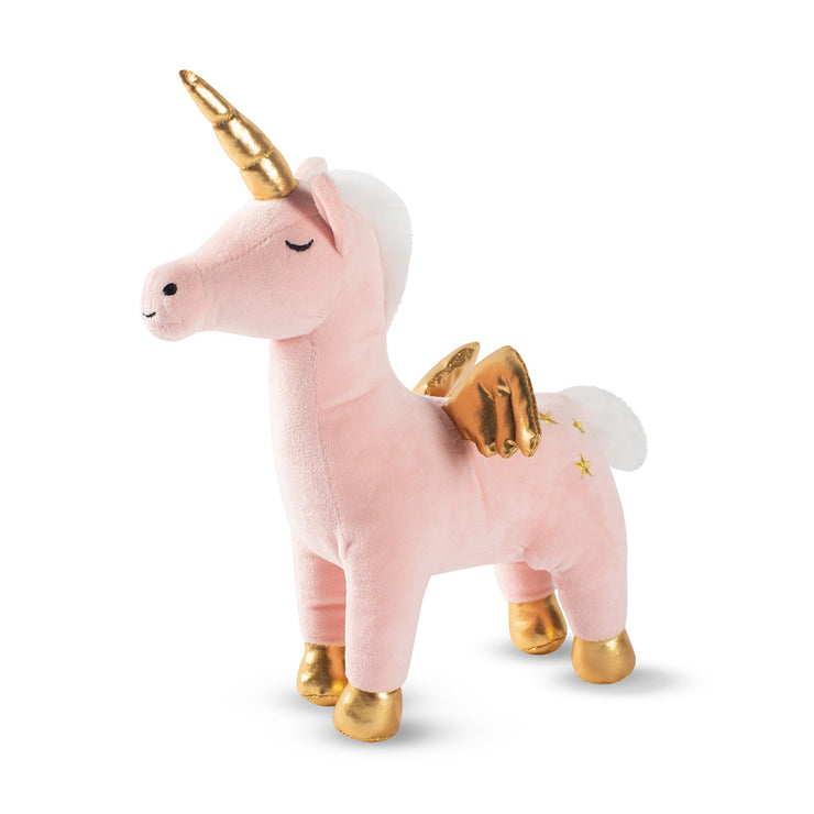 Magical Alicorn Pink and Gold Unicorn Plush Dog Toy