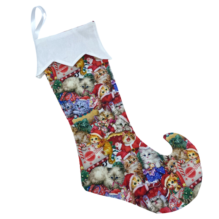 Cat Christmas Stocking - Elf Toe (Large)