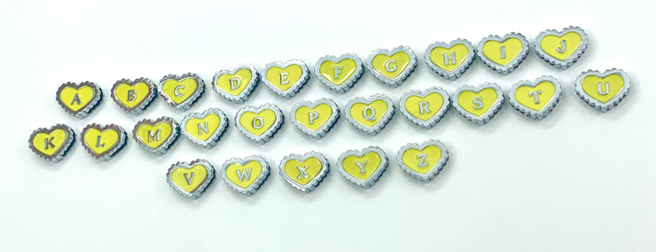 YELLOW Heart-Shaped Letters for Custom Collars