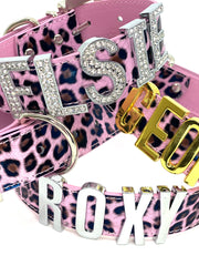 Customisable Name Collar - Pink Leopard
