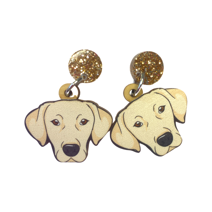 Yellow Labrador Face Earrings