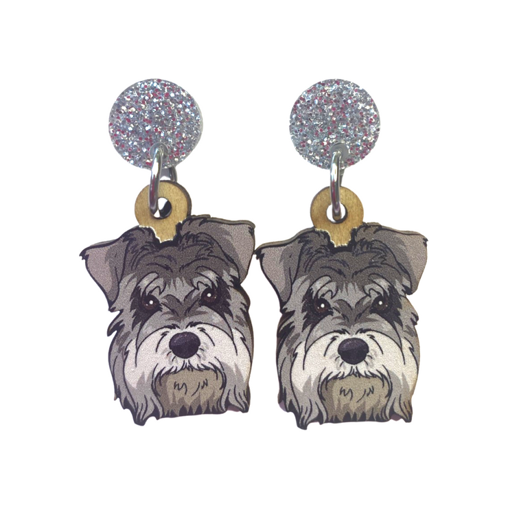 Schnauzer Face Earrings