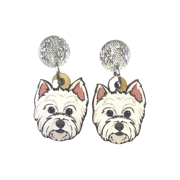 Westie Face Earrings