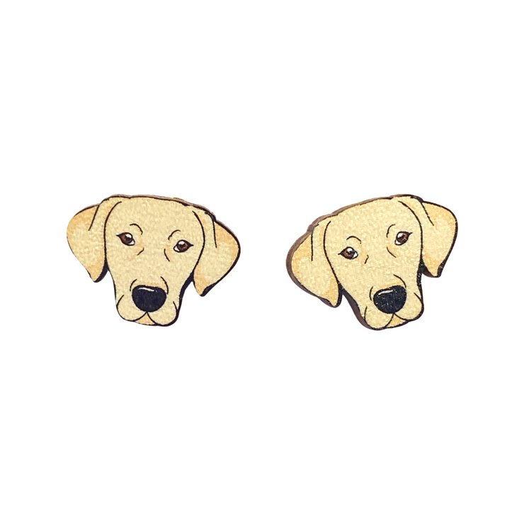 Yellow Labrador Head Earrings Studs