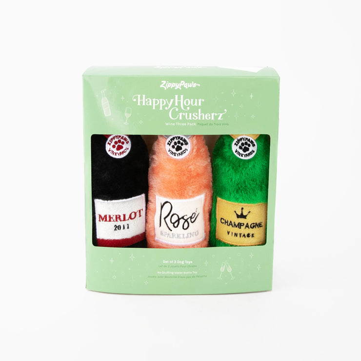 Happy Hour Crusherz Dog Toy - "Wine" 3-pack