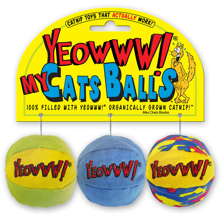 My Cat's Balls 3-Pack - 	Yeowww! Cat Toys with Pure American Catnip