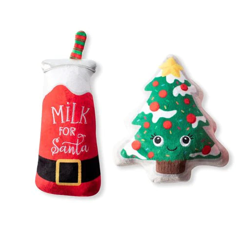 Christmas Holiday Plush Squeaker Dog Toys - Santa Ready