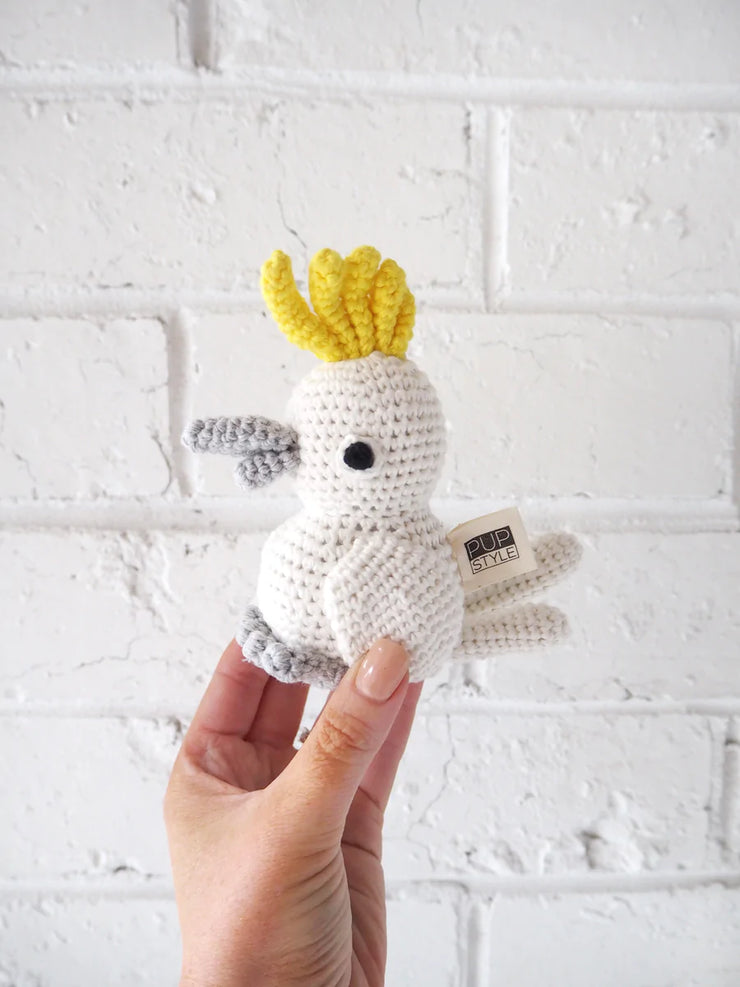 Cockatoo Organic Crochet Squeaky Toy Pupstyle