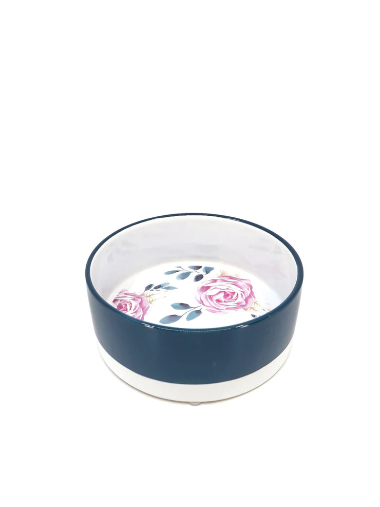 Fresh Blooms Ceramic Dog Bowl