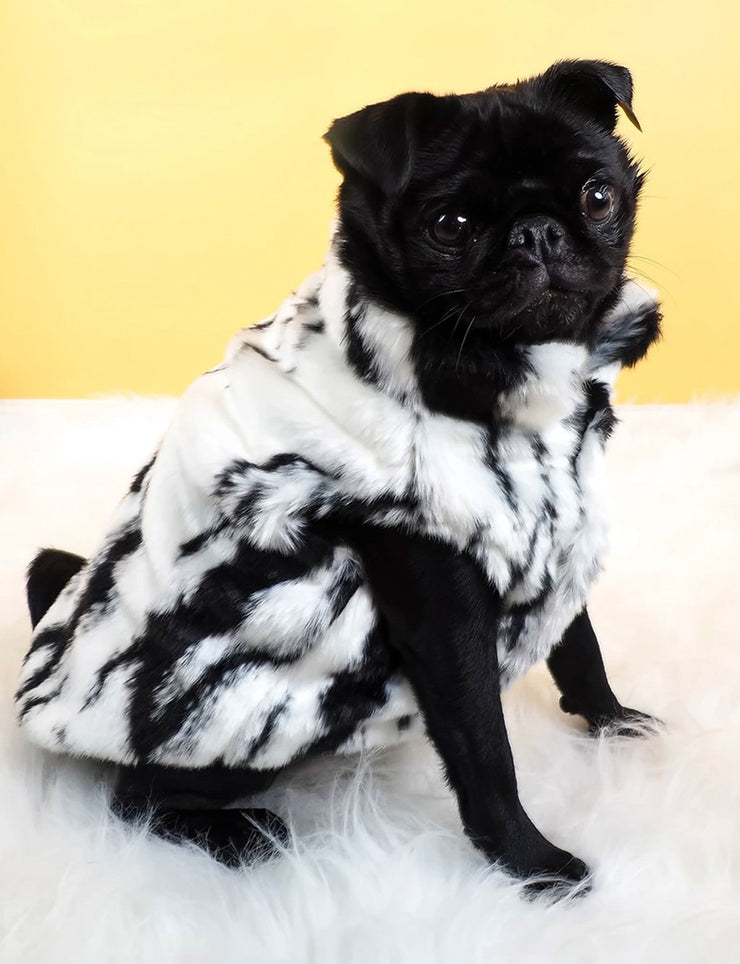 Snow Leopard Faux Fur Pet Jacket