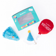 Birthday Box with Cake, Balloon & Party Hat Dog Toys